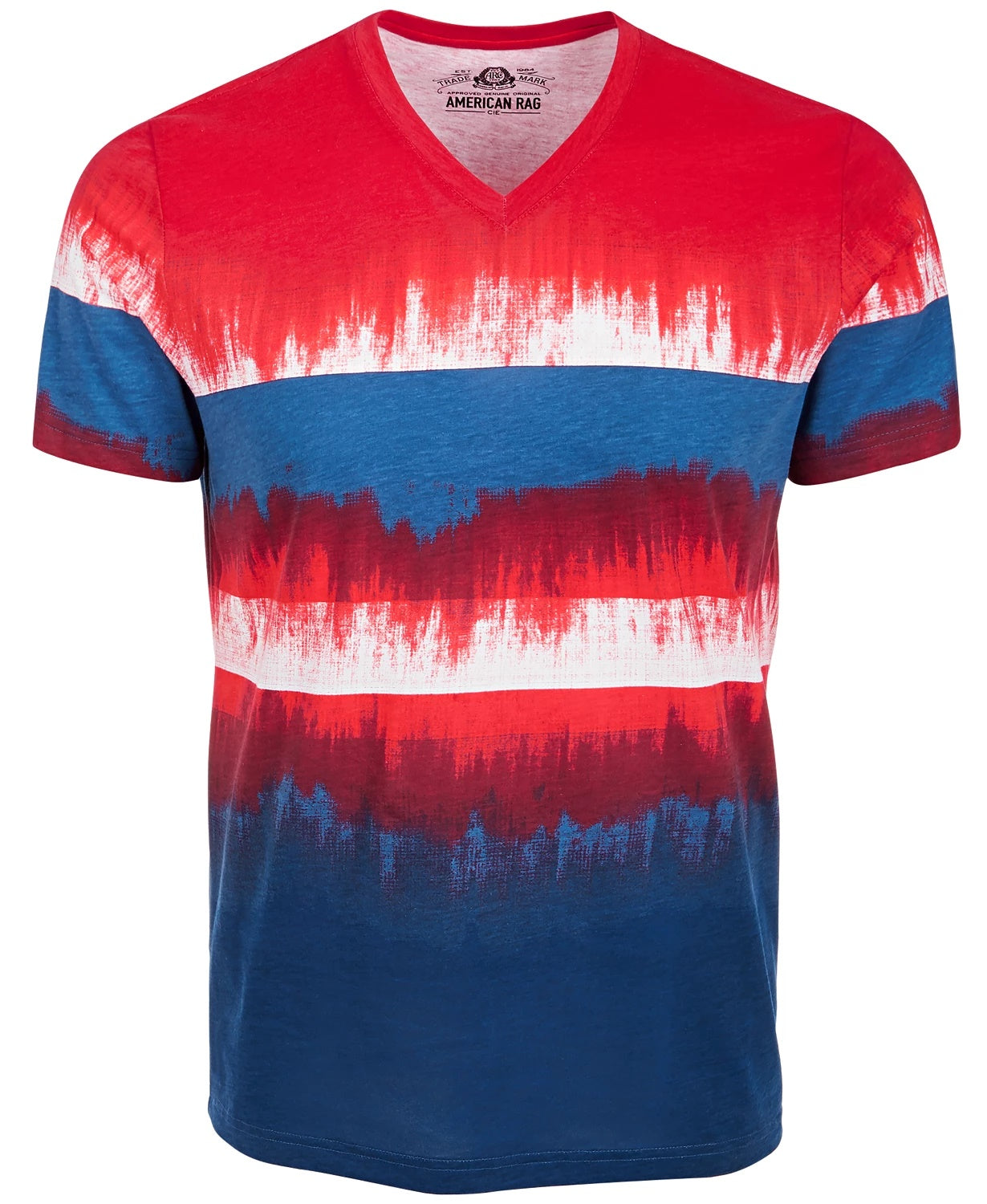 Camiseta masculina American Rag Colorblocked Dip Dyed Azul Tamanho Médio