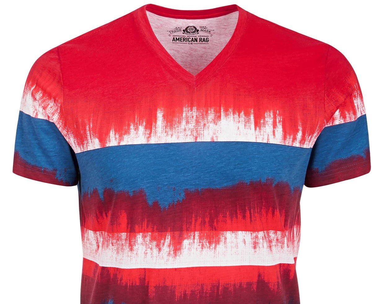 Camiseta masculina American Rag Colorblocked Dip Dyed Azul Tamanho Médio