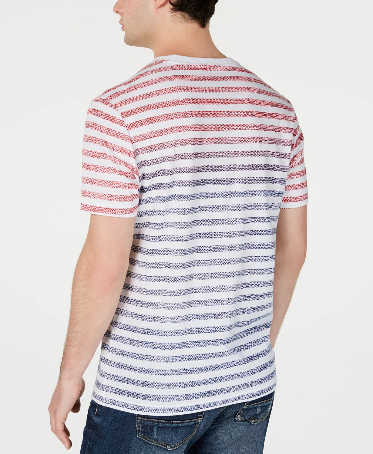 Camiseta masculina American Rag com bolso listrado em tons vermelho, tamanho médio