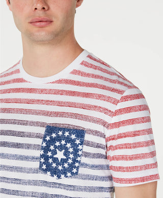 Camiseta masculina American Rag com bolso listrado em tons vermelho, tamanho médio