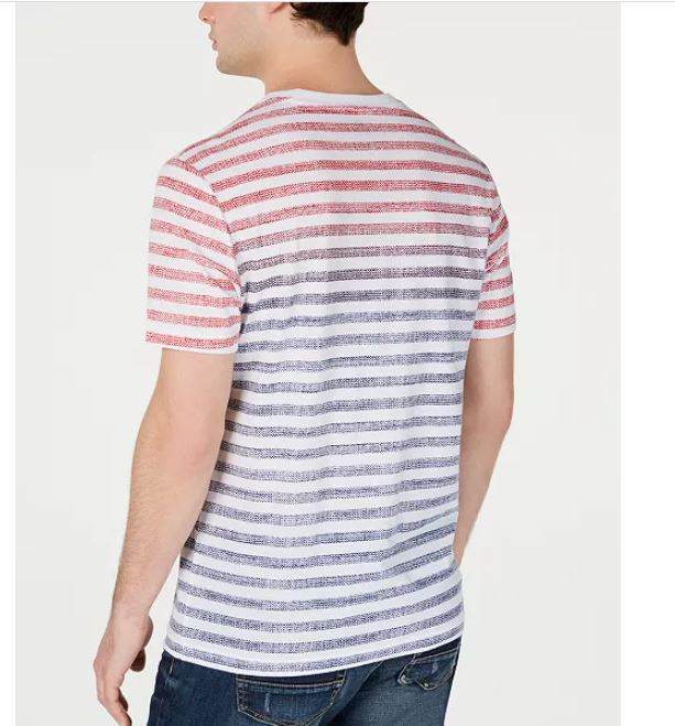 Camiseta masculina American Rag com bolso listrado em tons, vermelha, tamanho pequeno