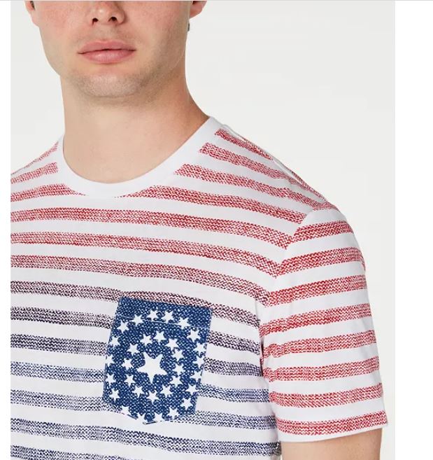 Camiseta masculina American Rag com bolso listrado em tons, vermelha, tamanho pequeno