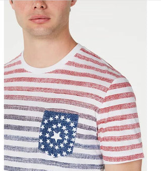 Camiseta masculina American Rag com bolso listrado em tons, vermelha, tamanho pequeno