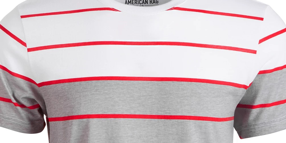 Camiseta listrada masculina American Rag cinza tamanho médio