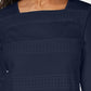 Karen Scott Blusa Feminina Renda Gola Quadrada Manga 3/4 Azul Marinho Tamanho Pequeno