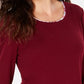 Karen Scott Blusa feminina lisa e xadrez com aparência em camadas, vermelha, tamanho XX-G