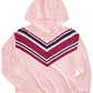Moletom com capuz estampado Chevron para meninas grandes da Epic Threads, rosa escuro, tamanho médio