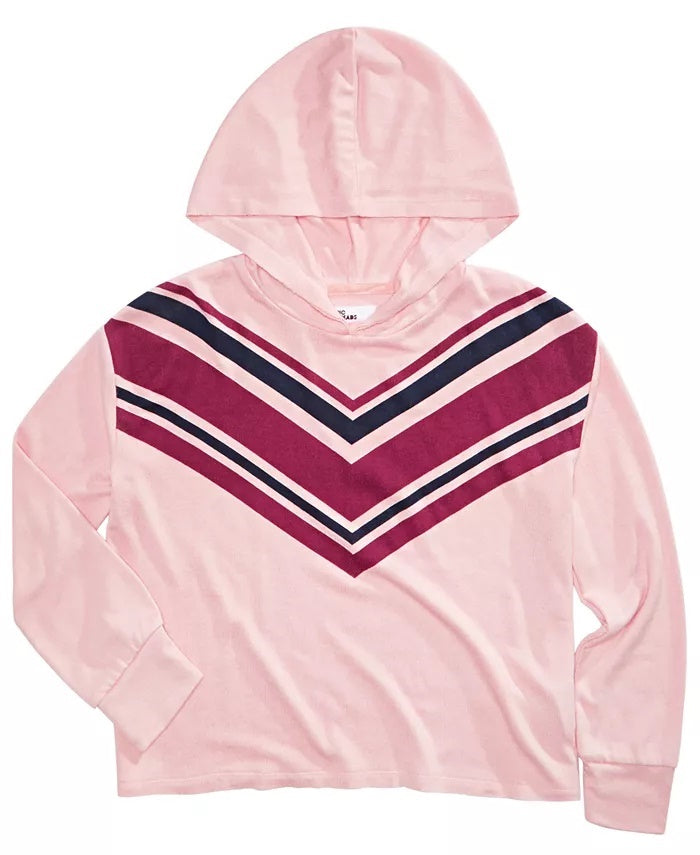 Moletom com capuz estampado Chevron para meninas grandes da Epic Threads, rosa escuro, tamanho médio