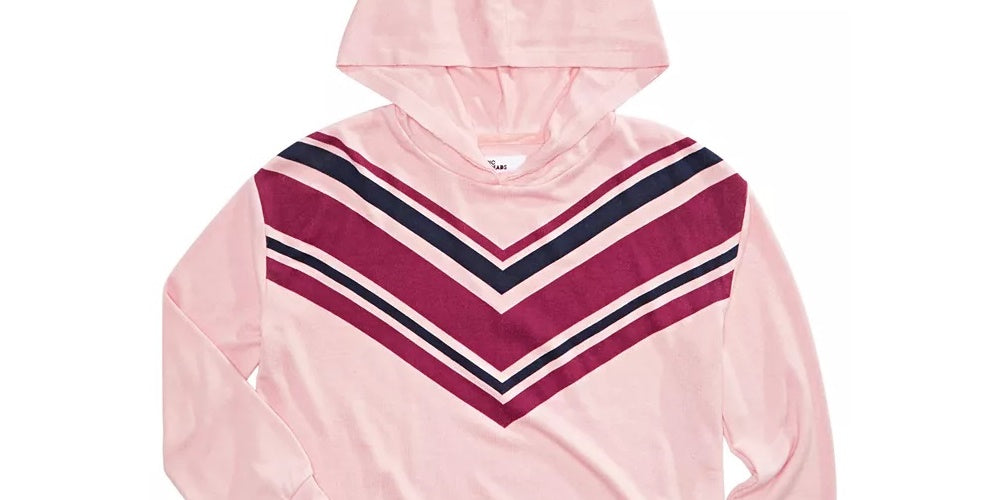 Moletom com capuz estampado Chevron para meninas grandes da Epic Threads, rosa escuro, tamanho médio