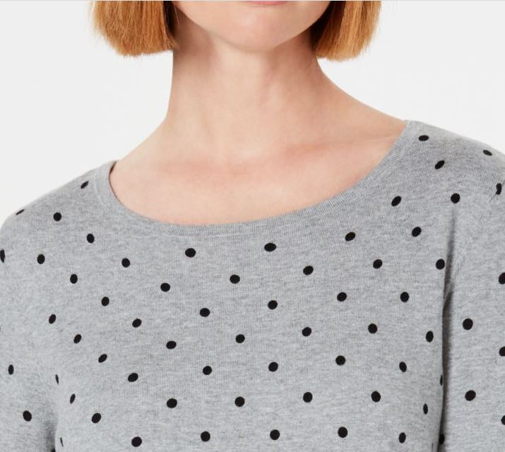 Karen Scott Suéter feminino estampado com manga 3/4 cinza tamanho pequeno médio