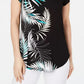 Camiseta feminina Alfani Petite estampada com bainha redonda, preta, tamanho Petit