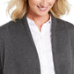 Cardigan feminino canelado com bainha de lenço JM Collection, preto, tamanho XX-G