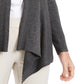Cardigan feminino canelado com bainha de lenço JM Collection, preto, tamanho XX-G