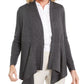 Cardigan feminino canelado com bainha de lenço JM Collection cinza escuro tamanho XX-G