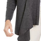 Cardigan feminino canelado com bainha de lenço JM Collection cinza escuro tamanho XX-G