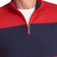 Suéter masculino Club Room Colorblock com zíper 1/4, vermelho, tamanho extragrande