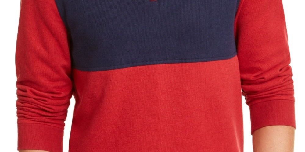 Suéter masculino Club Room Colorblock com zíper 1/4, vermelho, tamanho extragrande