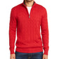 Suéter masculino Pima Cable com zíper de um quarto, vermelho, tamanho grande