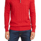 Suéter masculino Pima Cable com zíper de um quarto, vermelho, tamanho grande