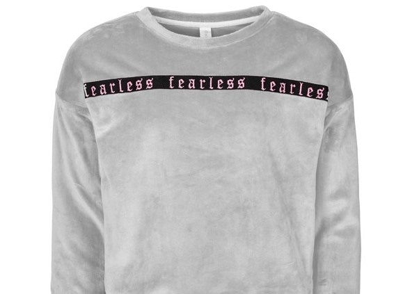 Ideologia Big Girls Velour Top Cinza Tamanho Pequeno