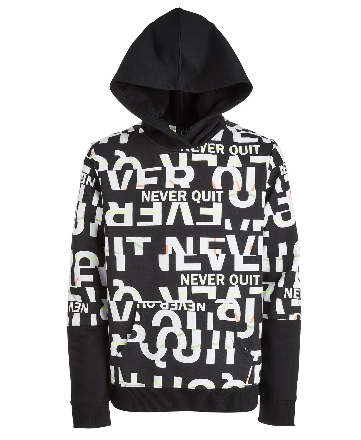 Ideology Big Boys Never Quit Moletom com capuz em camadas, preto, tamanho médio