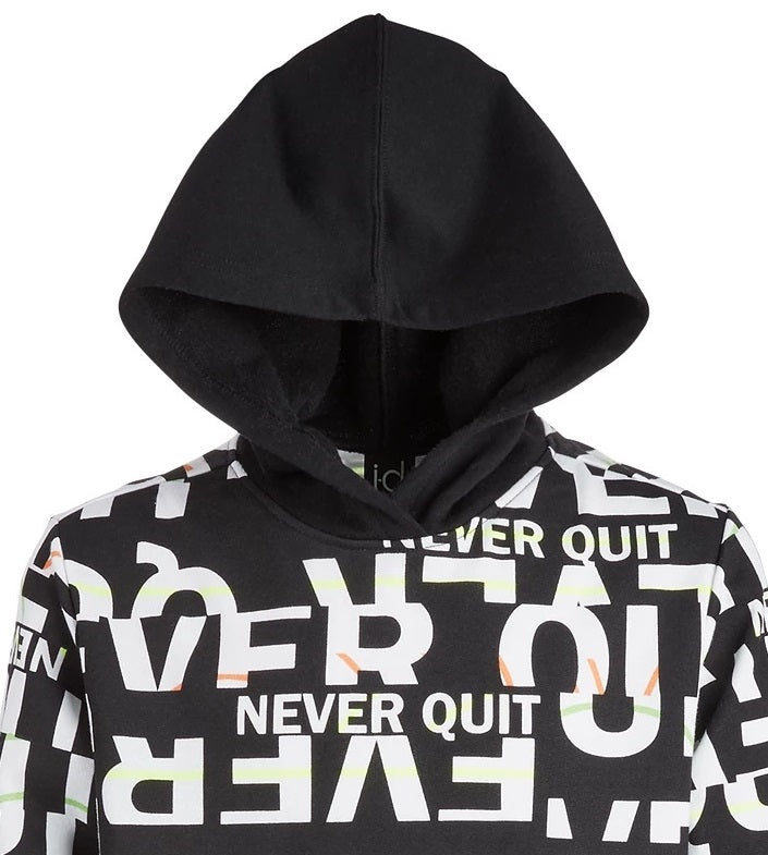 Ideology Big Boys Never Quit Moletom com capuz em camadas, preto, tamanho médio