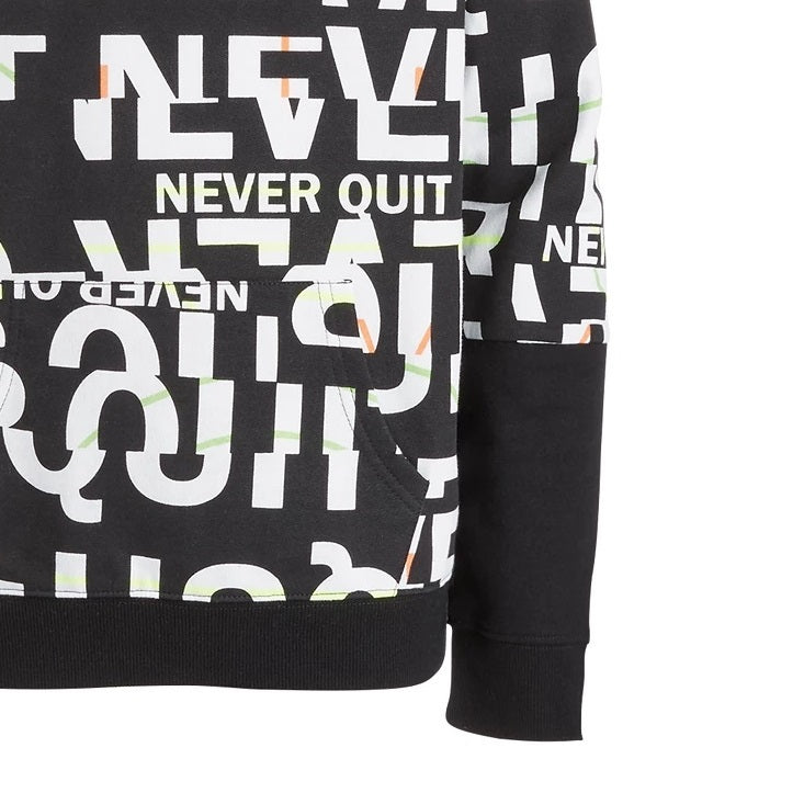 Ideology Big Boys Never Quit Moletom com capuz em camadas, preto, tamanho médio