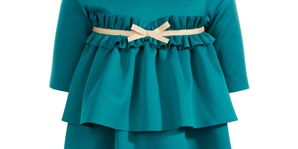 Vestido infantil com babados e laço Scuba First Impressions para meninas, verde, tamanho 18 meses