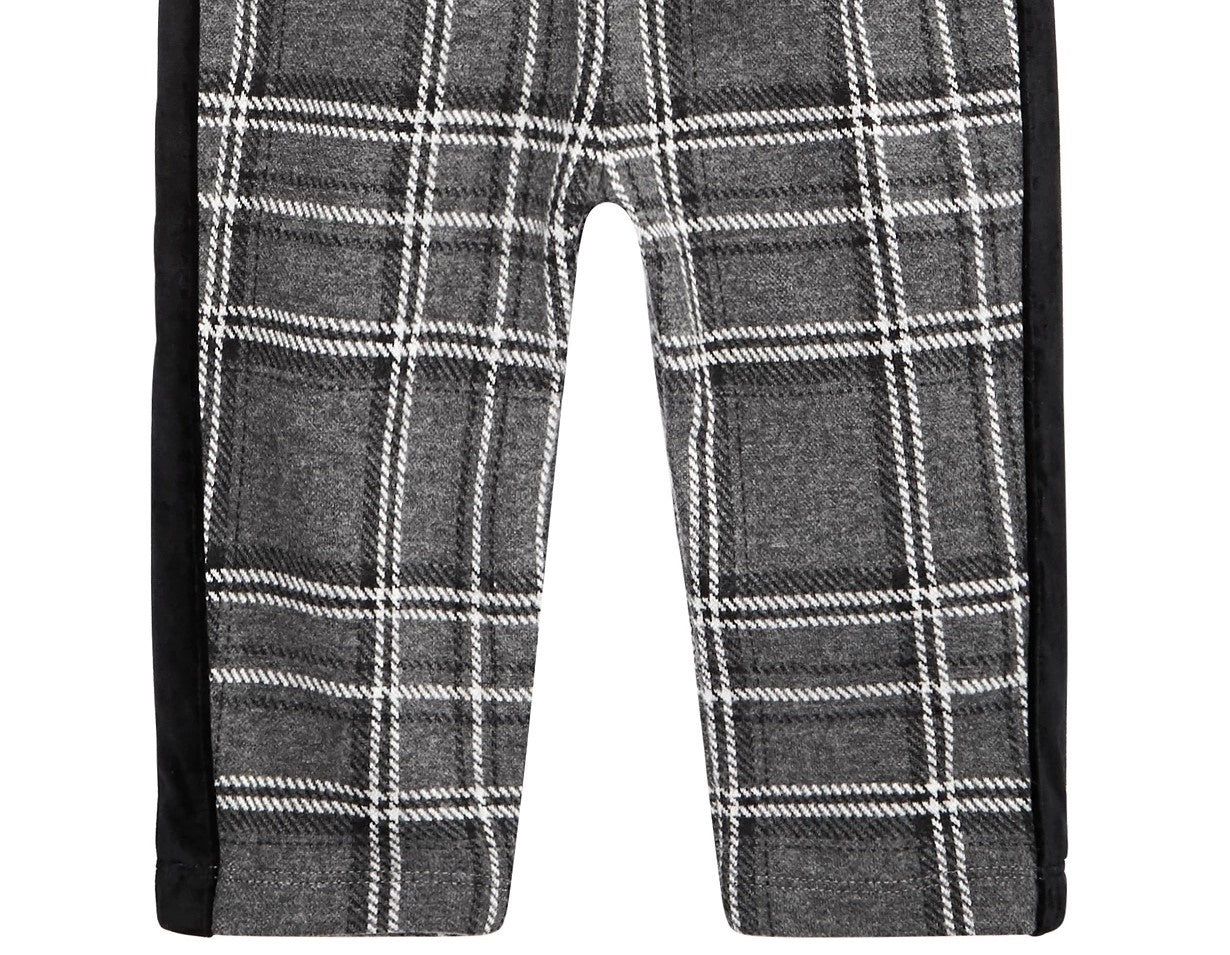 Calça xadrez listrada de veludo para bebês meninos First Impressions cinza escuro tamanho 18 meses