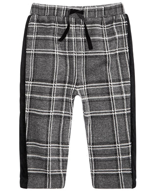 Calça xadrez listrada de veludo para meninos First Impressions, cinza escuro, tamanho 24 meses