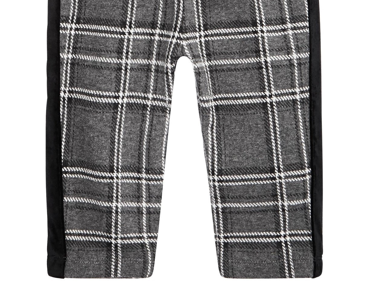 Calça xadrez listrada de veludo para meninos First Impressions, cinza escuro, tamanho 24 meses