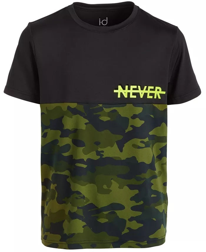Camiseta com estampa gráfica e blocos de cores Ideology Big Boys, preta, tamanho pequeno