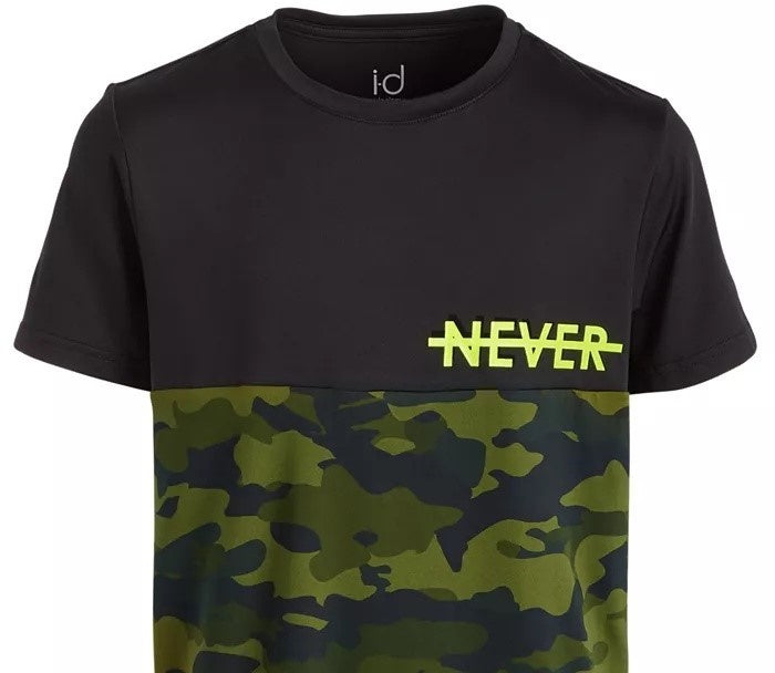 Camiseta com estampa gráfica e blocos de cores Ideology Big Boys, preta, tamanho pequeno
