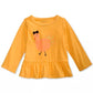 Camiseta Gobble Gobble Peplum-Hem para Bebê Menina First Impressions, Amarela, Tamanho 18 Meses