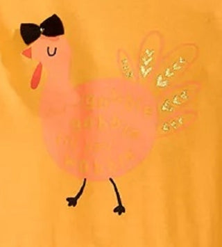 Camiseta Gobble Gobble Peplum-Hem para Bebê Menina First Impressions, Amarela, Tamanho 18 Meses