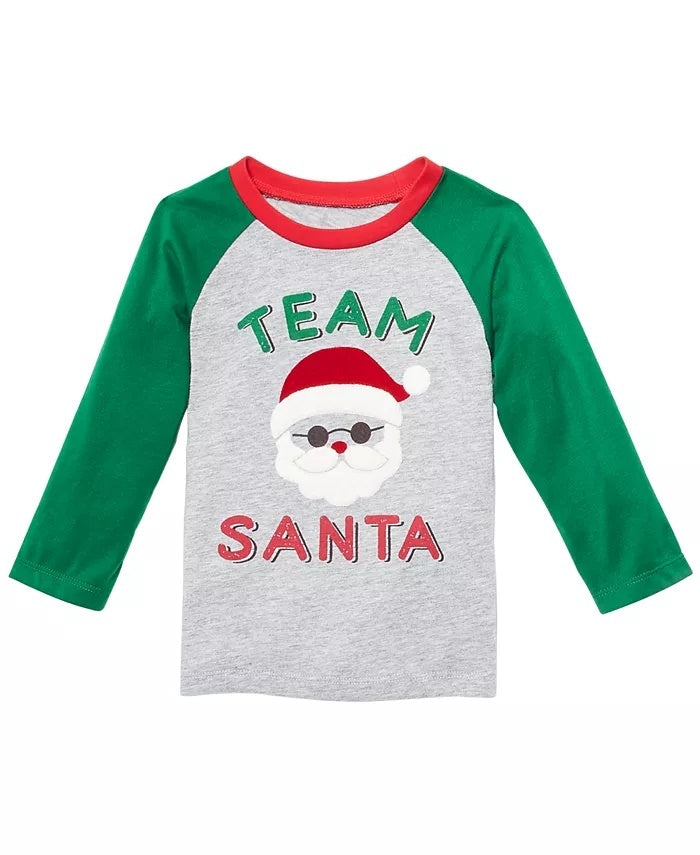 Camiseta estampada do time Papai Noel First Impressions para bebês meninos, cinza escuro, tamanho 3 a 6 meses