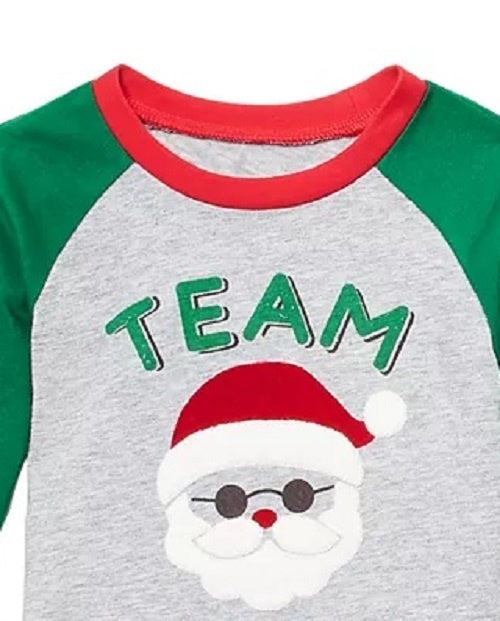 Camiseta estampada do time Papai Noel First Impressions para bebês meninos, cinza escuro, tamanho 3 a 6 meses