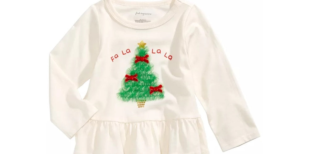 Camiseta Peplum com Estampa de Árvore de Tule para Bebê Menina First Impressions, Branca, Tamanho 3-6 Meses