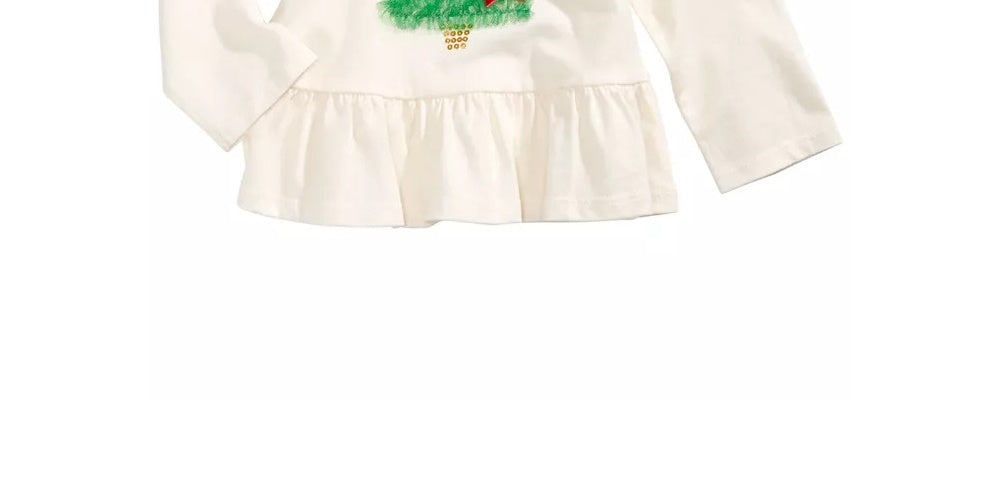 Camiseta Peplum com Estampa de Árvore de Tule para Bebê Menina First Impressions, Branca, Tamanho 3-6 Meses