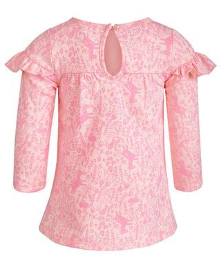 Vestido com babados e estampa encantada First Impressions para bebês meninas, rosa, tamanho 12 meses