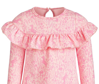 Vestido com babados e estampa encantada First Impressions para bebês meninas, rosa, tamanho 18 meses