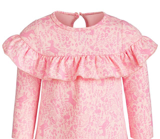 Vestido com babados e estampa encantada First Impressions para bebês meninas, rosa, tamanho 3-6 meses