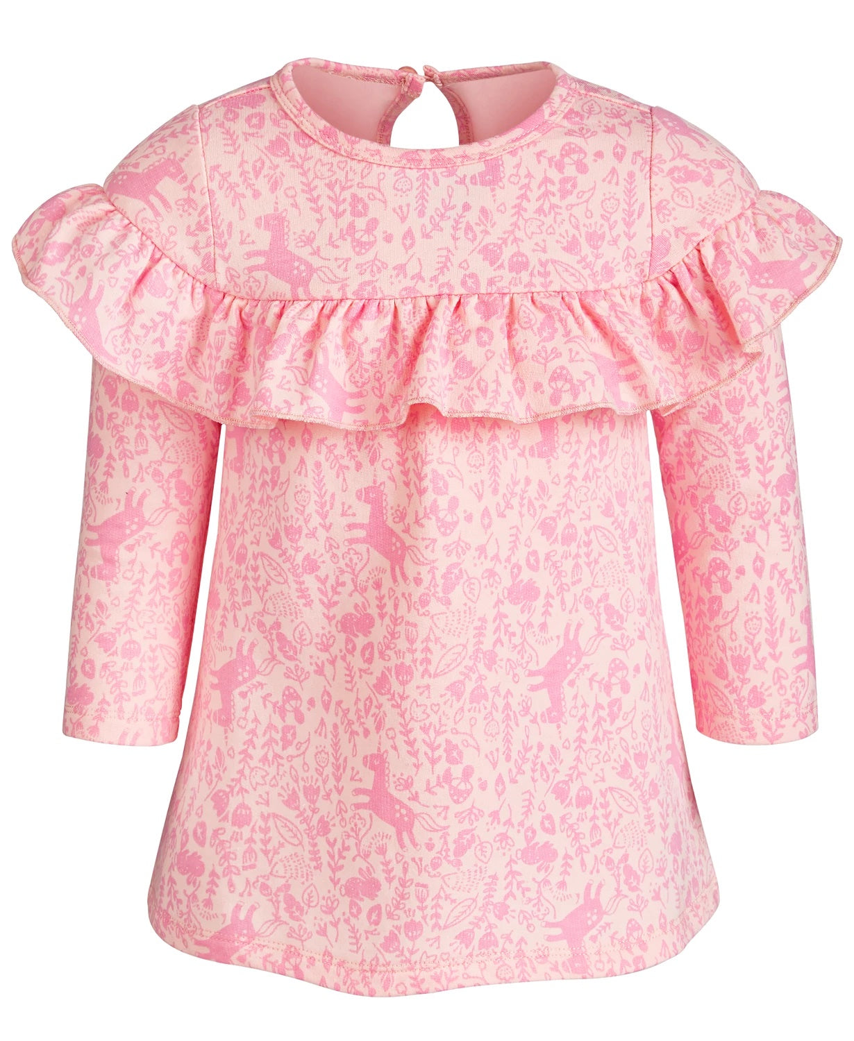 Vestido com babados e estampa encantada First Impressions para bebês meninas, rosa, tamanho 6 a 9 meses
