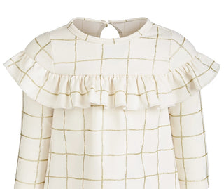 Vestido infantil com babados e estampa xadrez brilhante First Impressions, branco, tamanho 3-6 meses