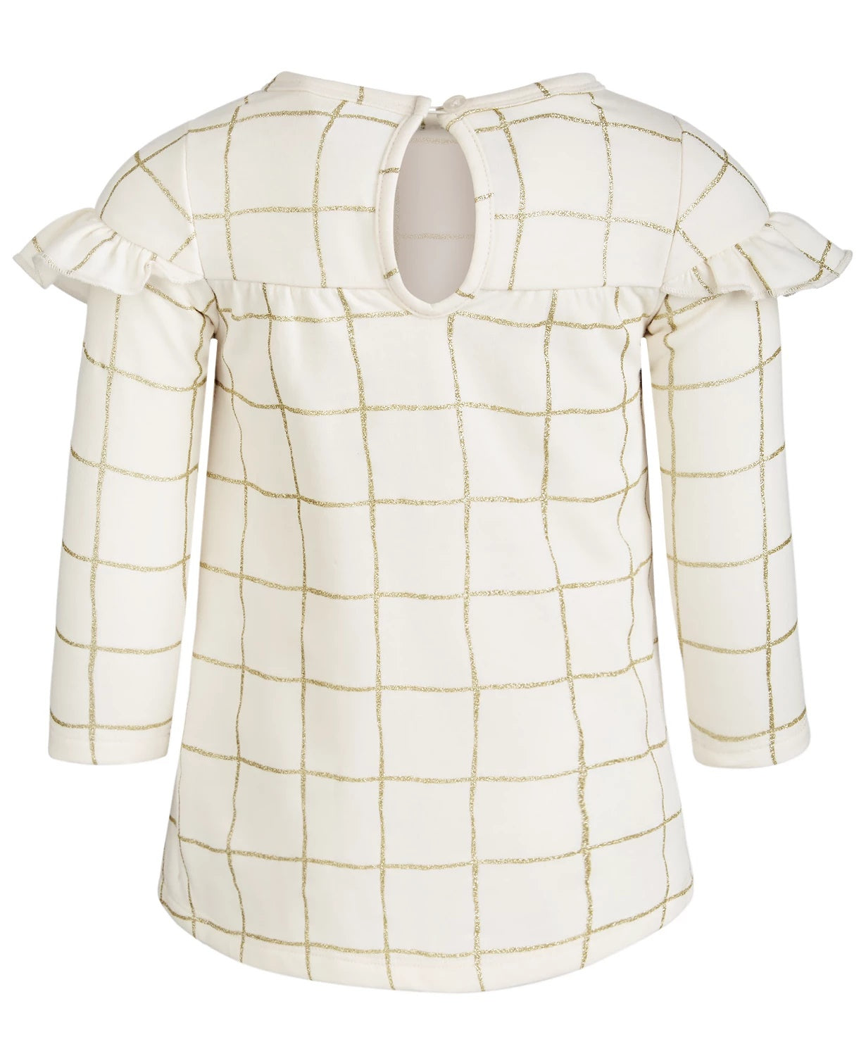 Vestido infantil First Impressions para meninas, estampa xadrez brilhante e babados, branco, tamanho 6 a 9 meses