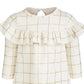 Vestido infantil First Impressions para meninas, estampa xadrez brilhante e babados, branco, tamanho 6 a 9 meses