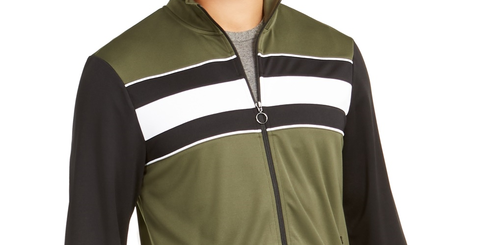 Jaqueta de corrida masculina ID Ideology Colorblocked verde escuro tamanho XXX-G