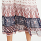 Saia midi feminina com estampa mista e camadas, tamanho médio, vermelha, estilo &amp; co