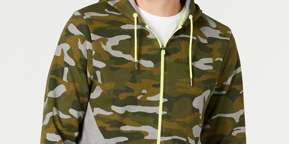 Jaqueta camuflada com blocos de cores masculina ID Ideology, verde, tamanho XXX-G
