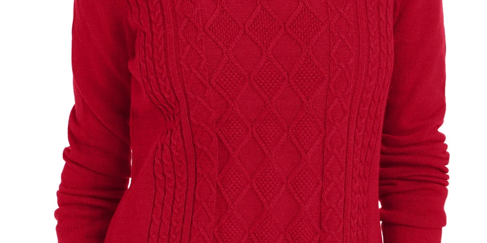 Suéter feminino Charter Club Cable vermelho tamanho pequeno